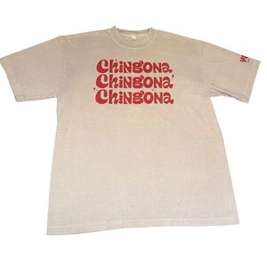 Los Angeles Apparel Large Chingona Beige Graphic Tee Natural Cotton Oversized